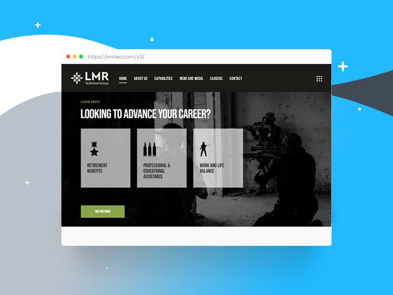 Military industry website design